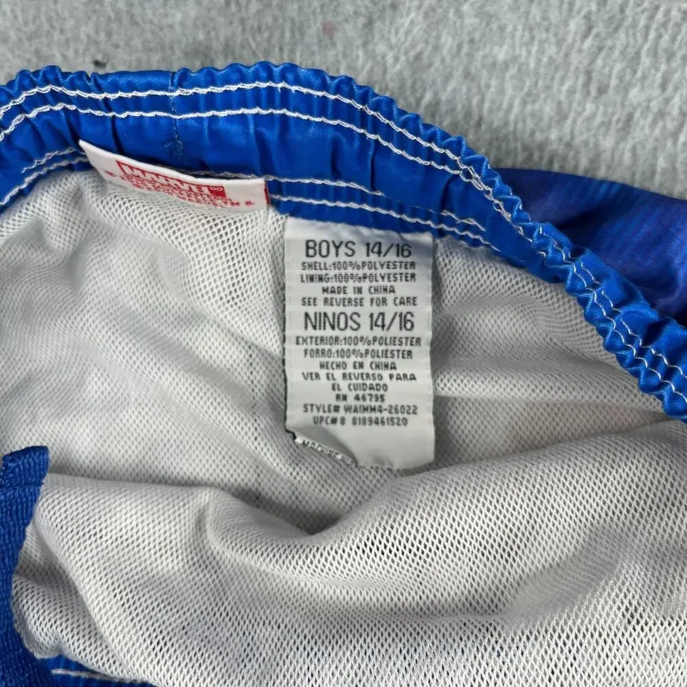Iron Man Swim Trunks Boys 14/16 Blue Graphic Print Pool Beach Elastic Waist
